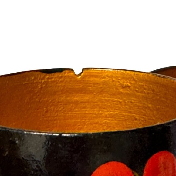 Russian Khokhloma Hand Painted Folk Art VTG 3Pc Lidded Spice Trinket Containers - Picture 10 of 13